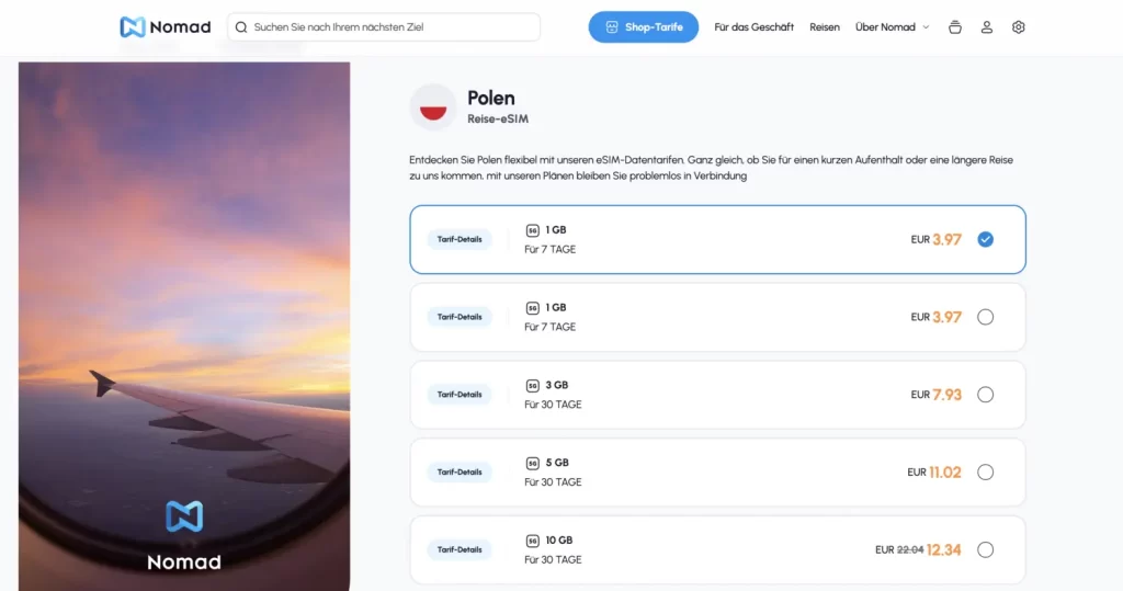Nomad eSIM Polen Deutsch