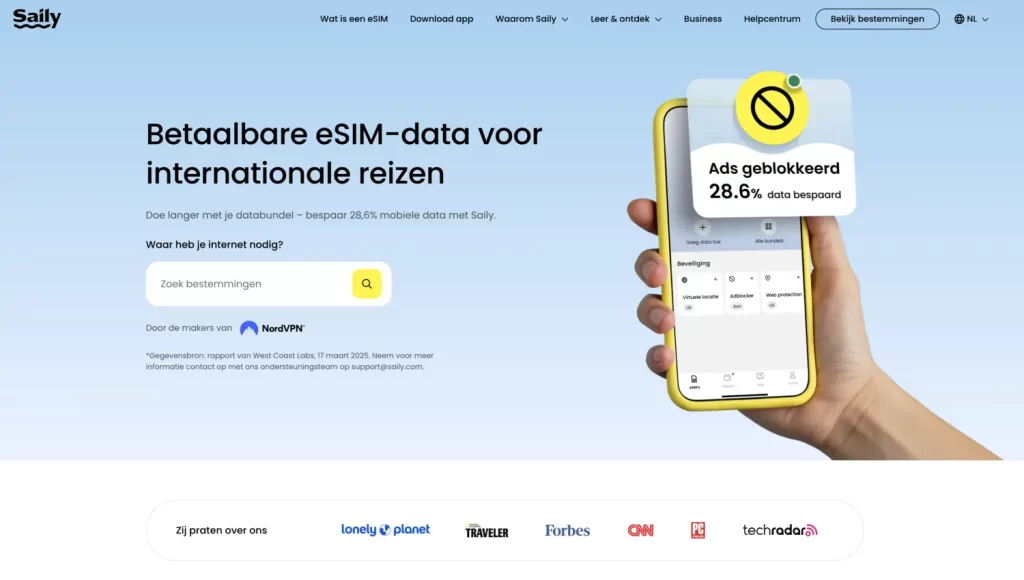 Saily Homepage Nederlands
